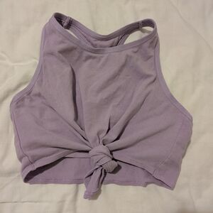 Aerie Purple Lavender Tie Knot Crop Front Tank Top Built In Sports Bra Medium